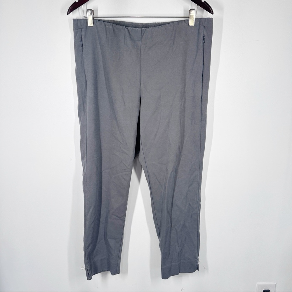 J. Jill Grey Essential Cotton Stretch Pants Size 14 Petite Elastic